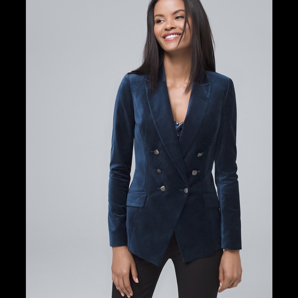 WHBM Navy Velvet Trophy Blazer Jacket. Gorgeous!